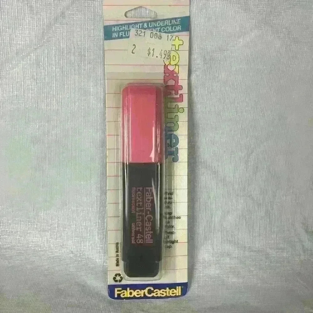 Vintage Faber Castell Textliner 48 Fluorescent Pink Highlighter Made in Austria